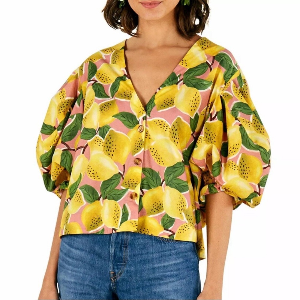 NWOT Farm Rio Lemon Blouse